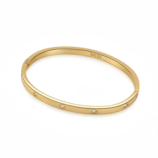 Sparkling Clover Bangle (Gold)