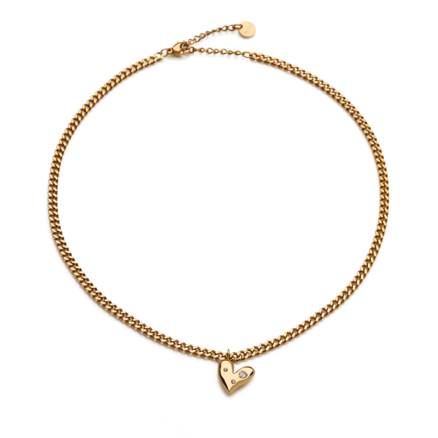 Sparkling Heart Curb Necklace