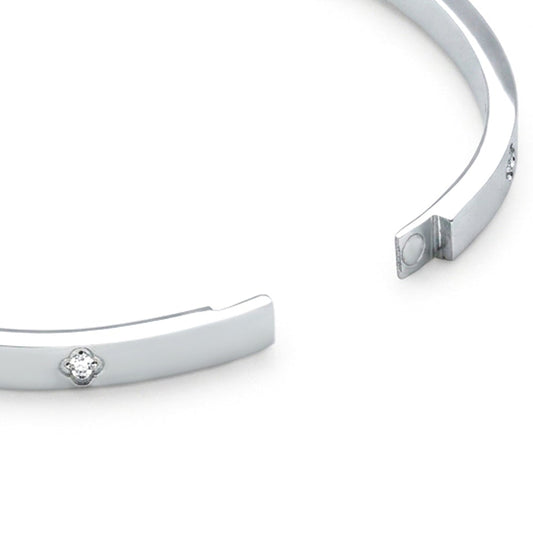 Sparkling Clover Bangle (Platinum)