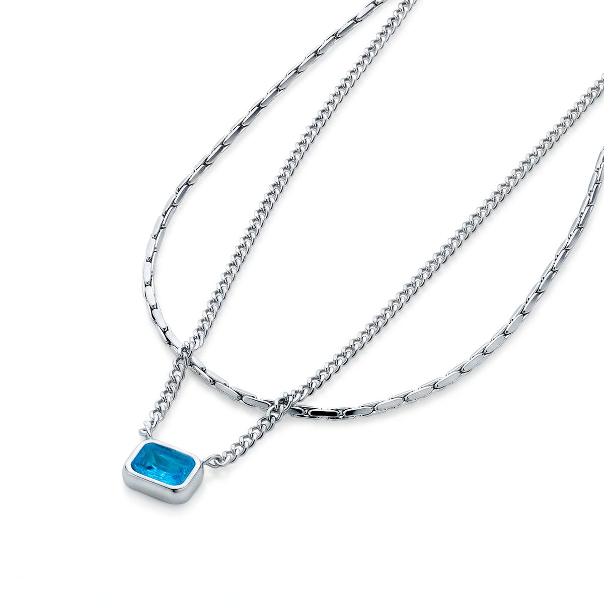 Layered Azure Necklace (Platinum)