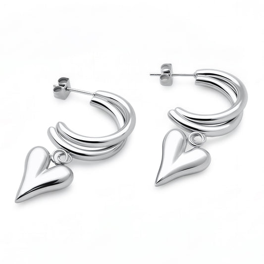 Love Charm Hoops (Platinum)