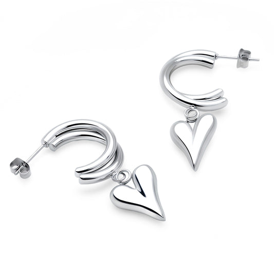 Love Charm Hoops (Platinum)