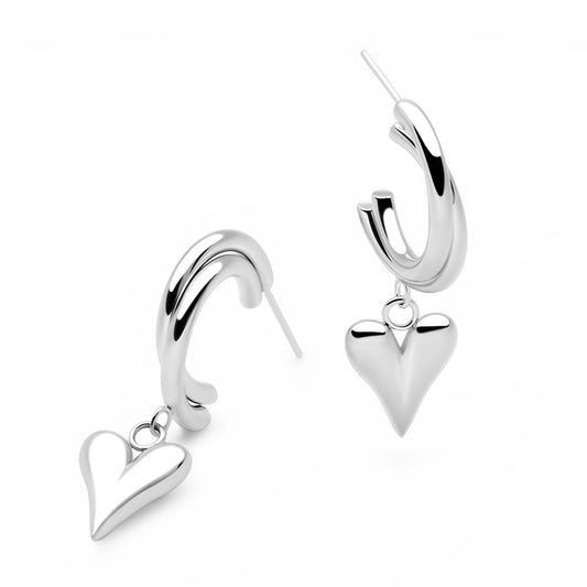Love Charm Hoops (Platinum)