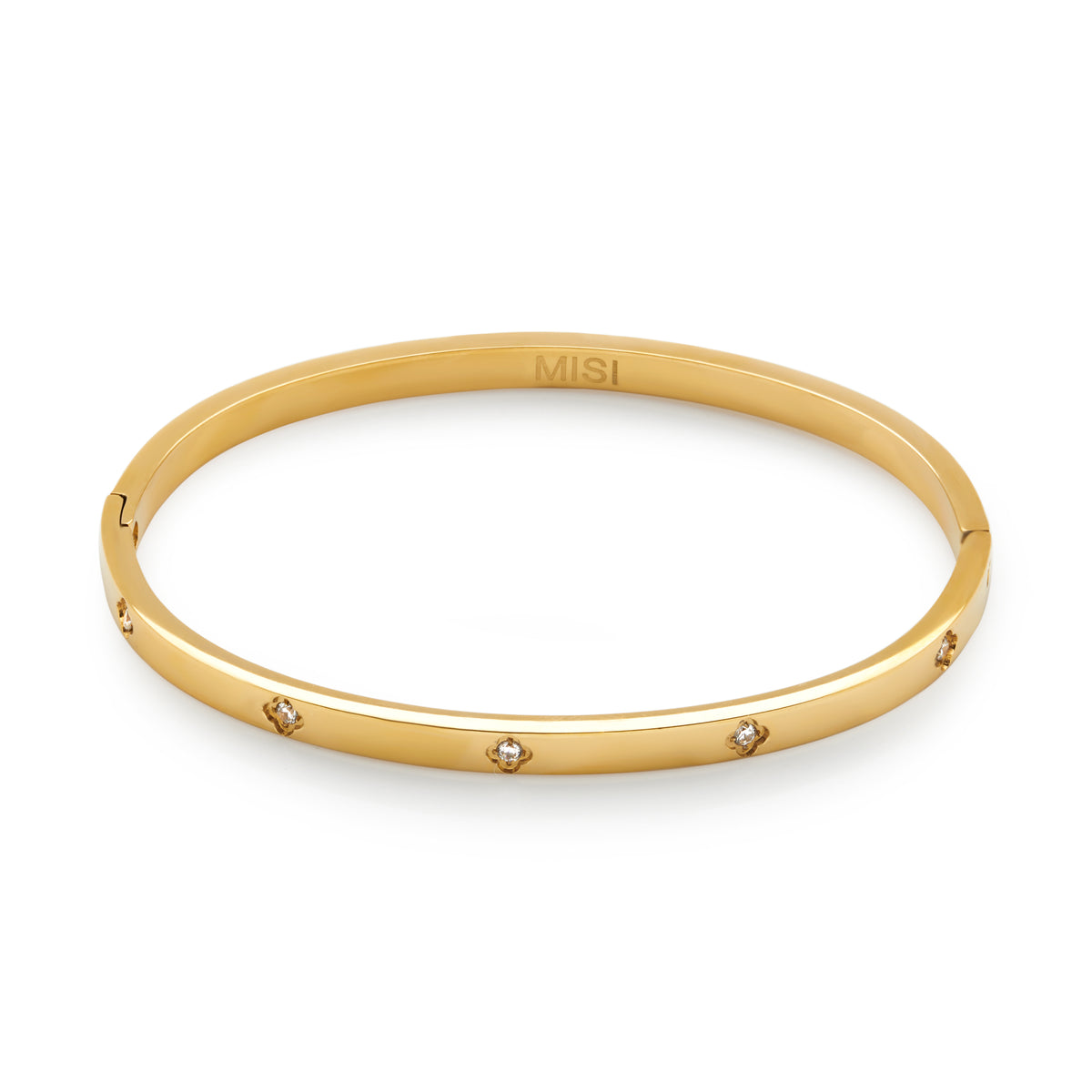 Sparkling Clover Bangle (Gold)
