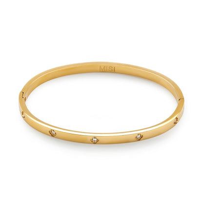 Sparkling Clover Bangle (Gold)