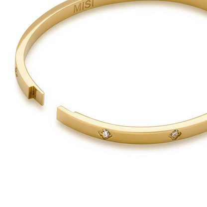 Sparkling Clover Bangle (Gold)