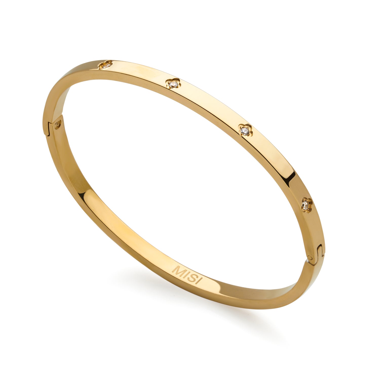 Sparkling Clover Bangle (Gold)