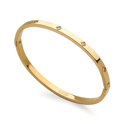 Sparkling Clover Bangle (Gold)
