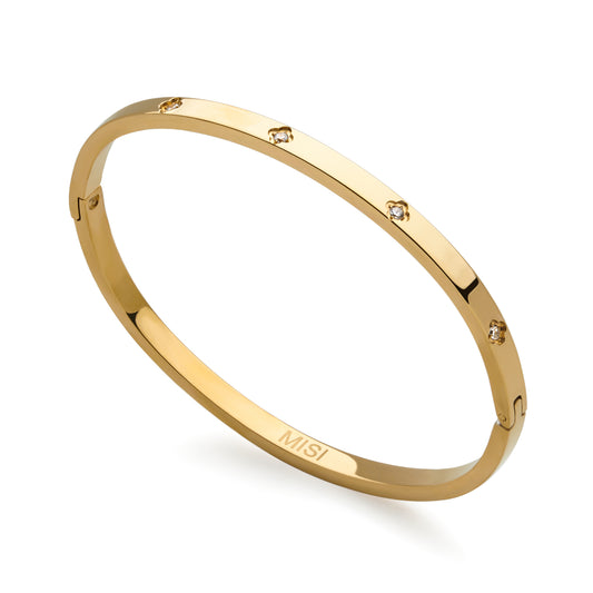 Sparkling Clover Bangle (Gold)