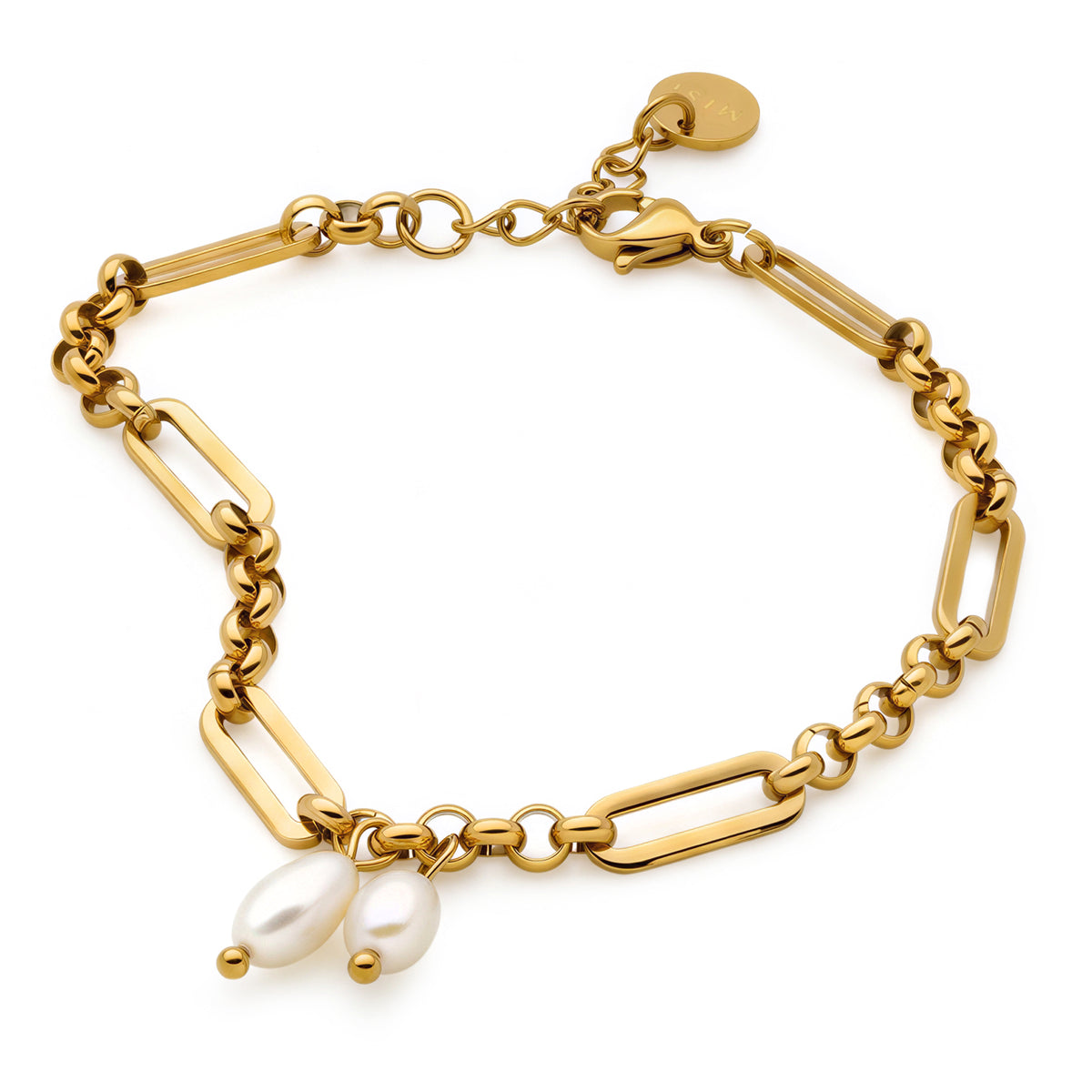 Paperlink Pearl Bracelet (Gold)