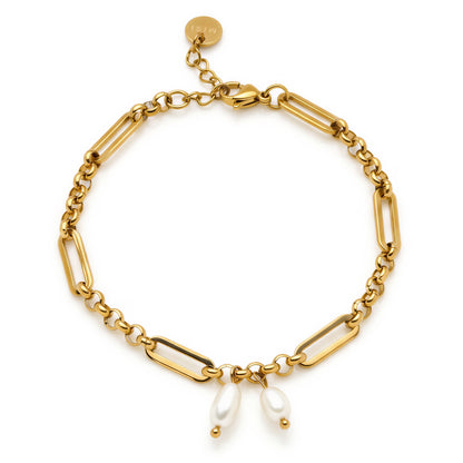 Paperlink Pearl Bracelet (Gold)