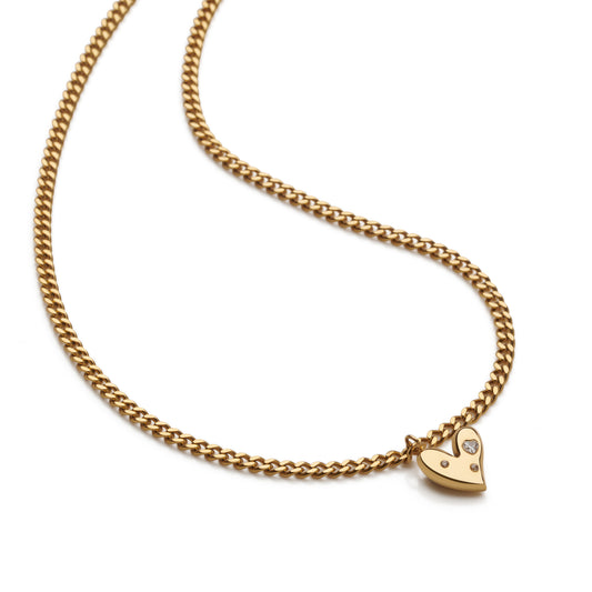 Sparkling Heart Curb Necklace