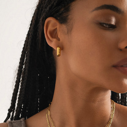 D-Shaped Hoop Earrings