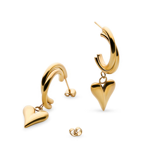 Love Charm Hoops (Gold)