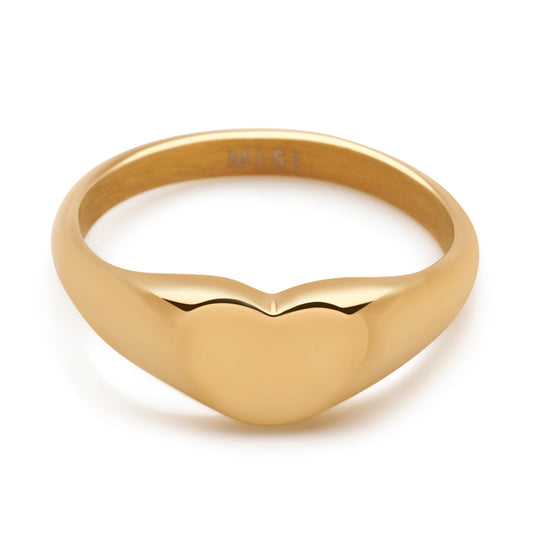 Golden Heart Signet Ring