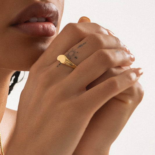 Golden Heart Signet Ring