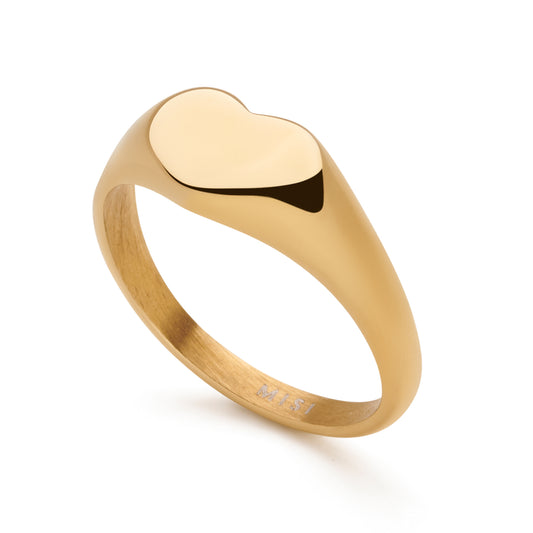 GOLDEN HEART SIGNET RING