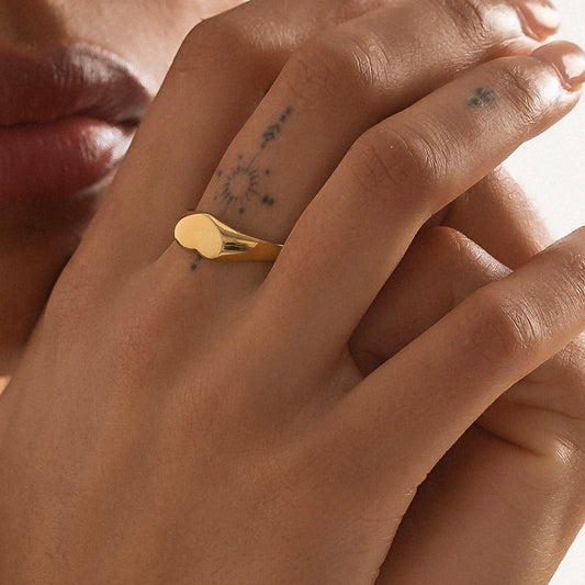 Golden Heart Signet Ring