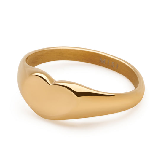 Golden Heart Signet Ring