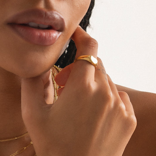 Golden Heart Signet Ring