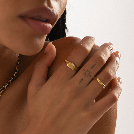 Golden Heart Signet Ring