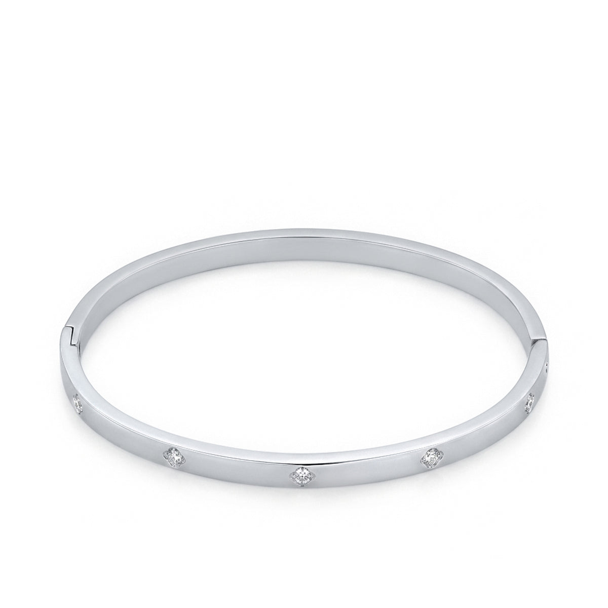Sparkling Clover Bangle (Platinum)
