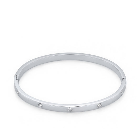 Sparkling Clover Bangle (Platinum)