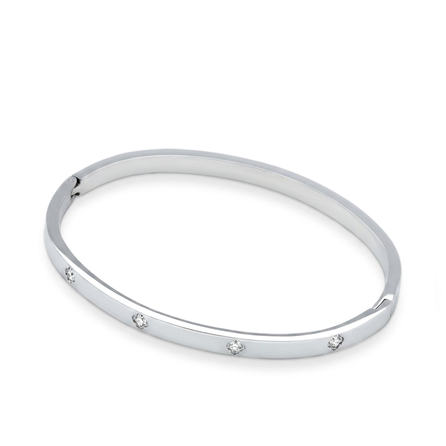 Sparkling Clover Bangle (Platinum)
