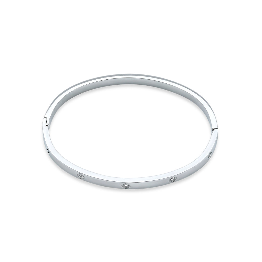 Sparkling Clover Bangle (Platinum)