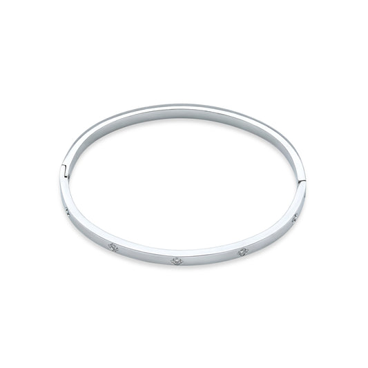 Sparkling Clover Bangle (Platinum)