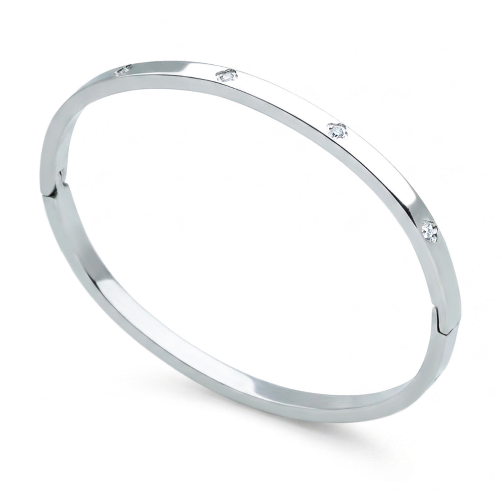 Sparkling Clover Bangle (Platinum)
