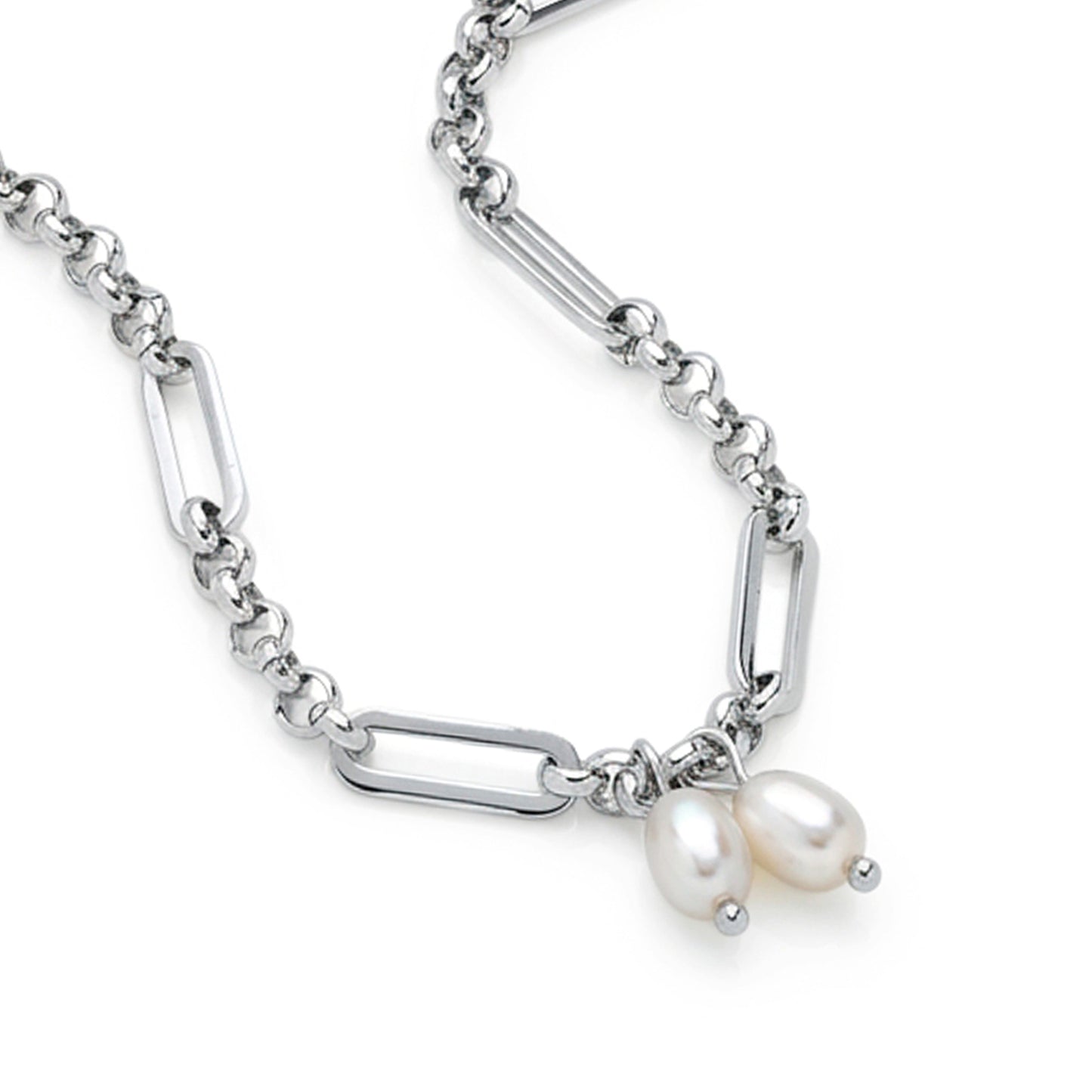 Paperclip Pearl Bracelet (Platinum)