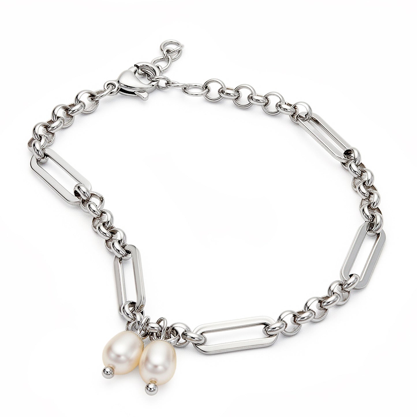 Paperclip Pearl Bracelet (Platinum)
