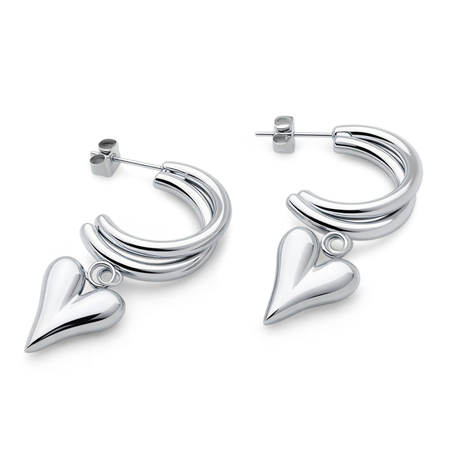 Love Charm Hoops (Platinum)
