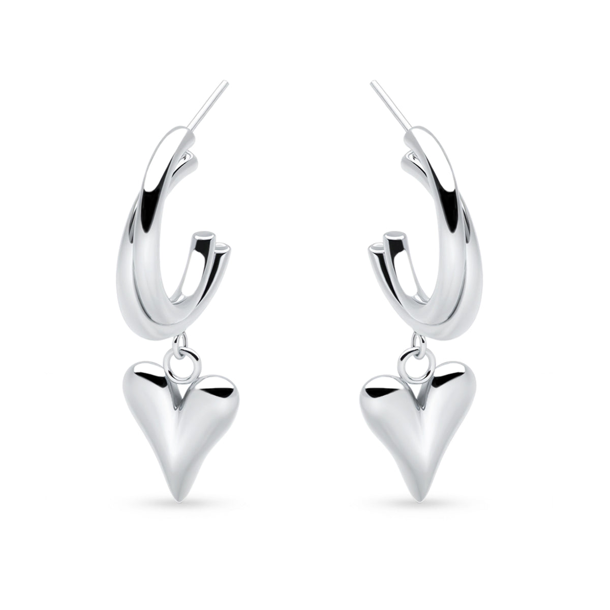Love Charm Hoops (Platinum)