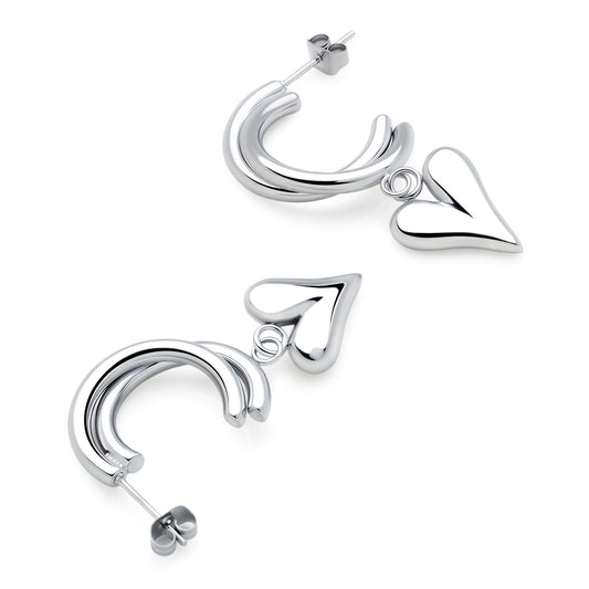 Love Charm Hoops (Platinum)