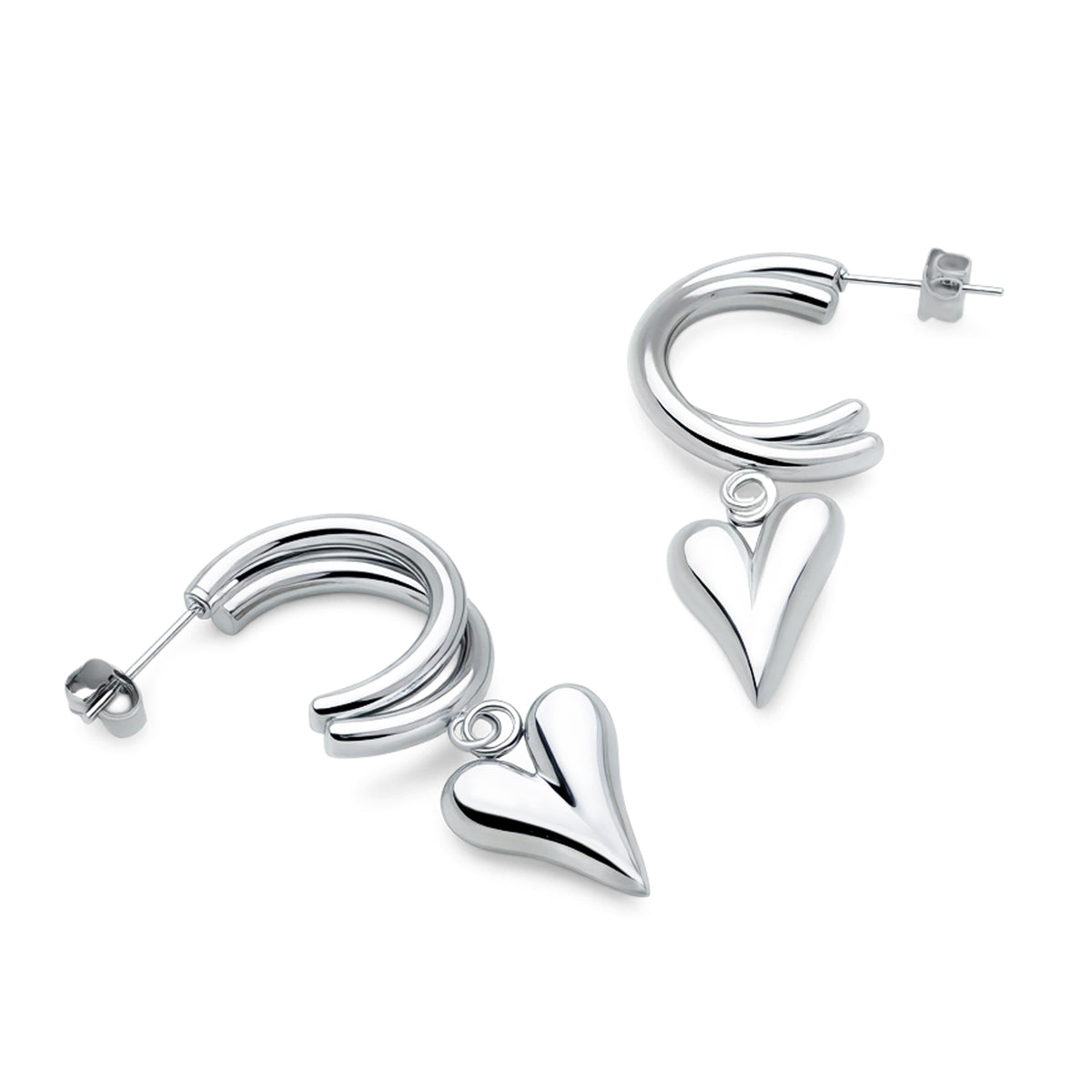 Love Charm Hoops (Platinum)