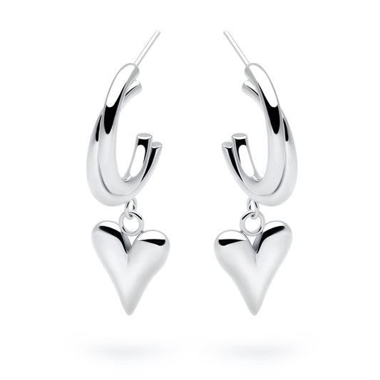 Love Charm Hoops (Platinum)
