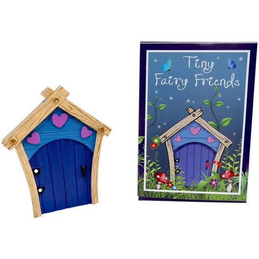 Blue Fairy Door With Purple Hearts